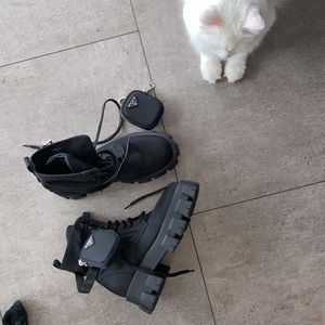 Monolith Re-Nylon Platform Combat Boots with Pouch